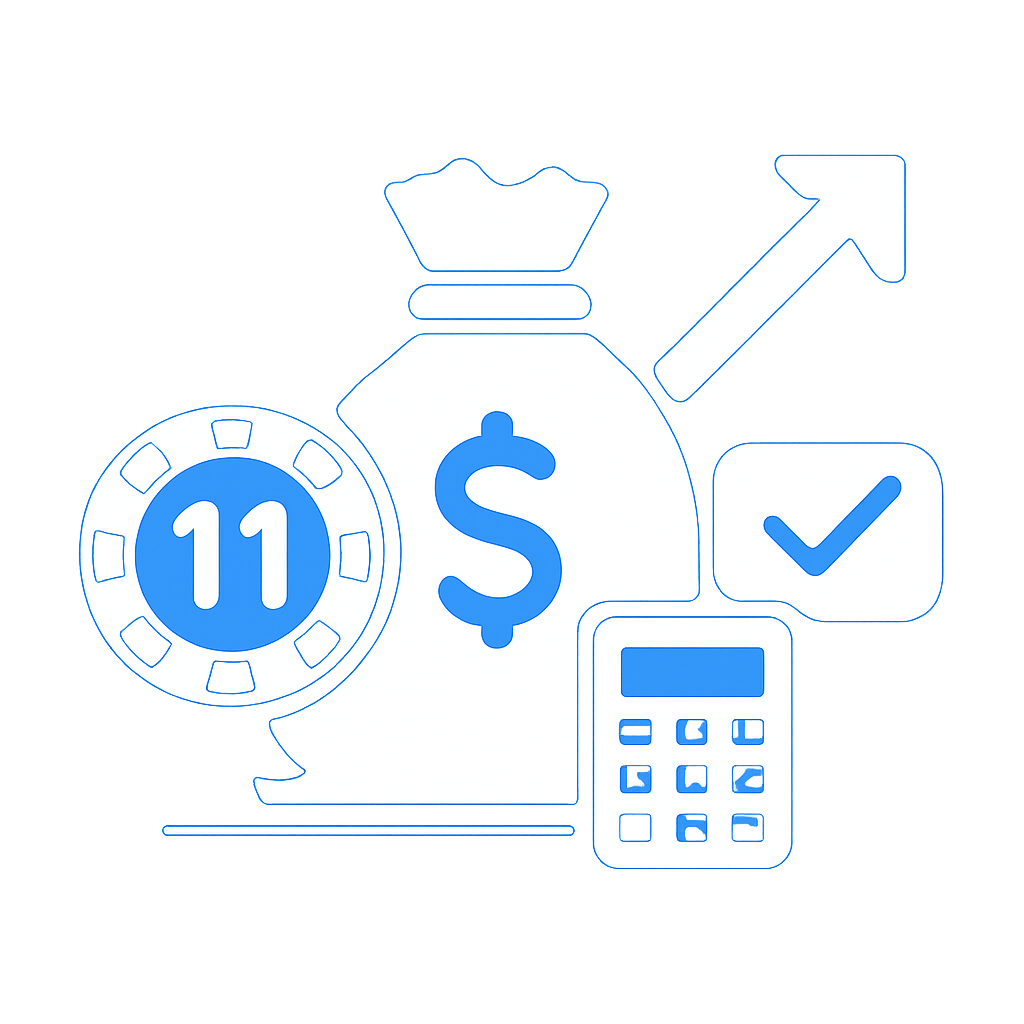 An educational illustration detailing the functionalities of Lucky 11 Advanced Features.